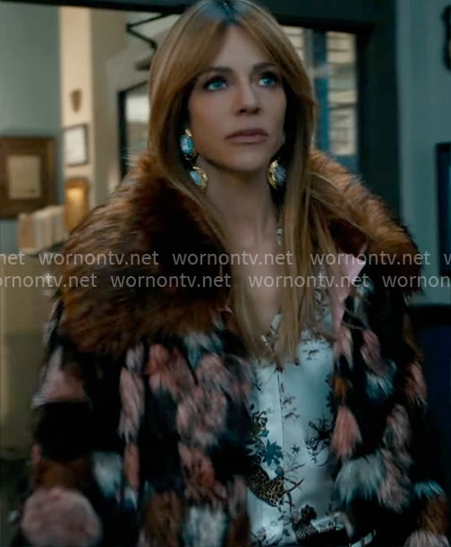 Morgan's patchy fur jacket on High Potential