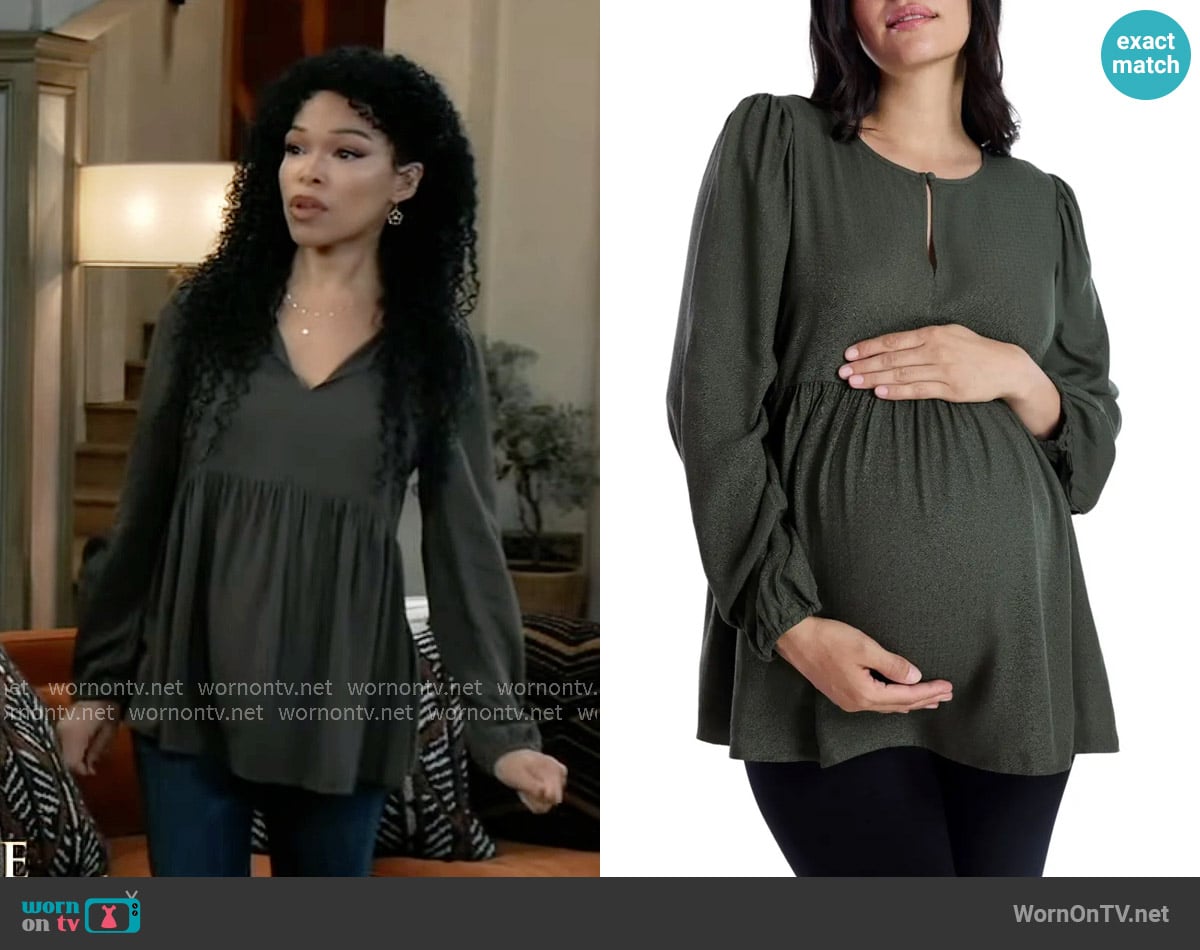 Portia’s olive babydoll top on General Hospital