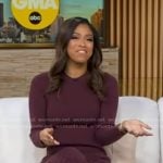 Morgan’s burgundy fringe hem knit dress on Good Morning America