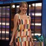Arielle Kebbel’s multicolored beaded dress on The Kelly Clarkson Show