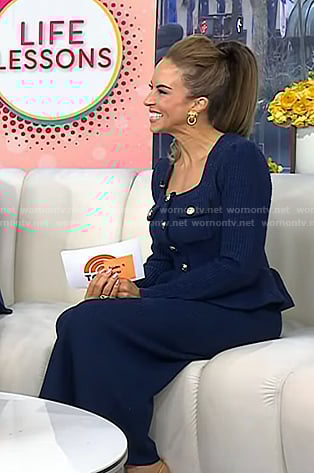 Myka Meier’s navy square neck peplum dress on Today