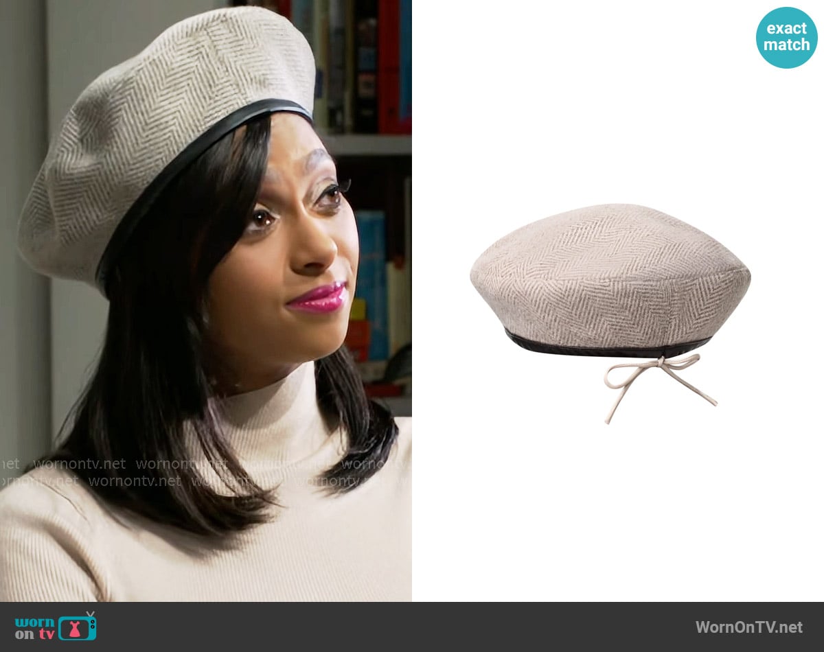 Naked Wardrobe Herringbone Beret worn by Kat Richardson (Colby Muhammad) on Beyond the Gates
