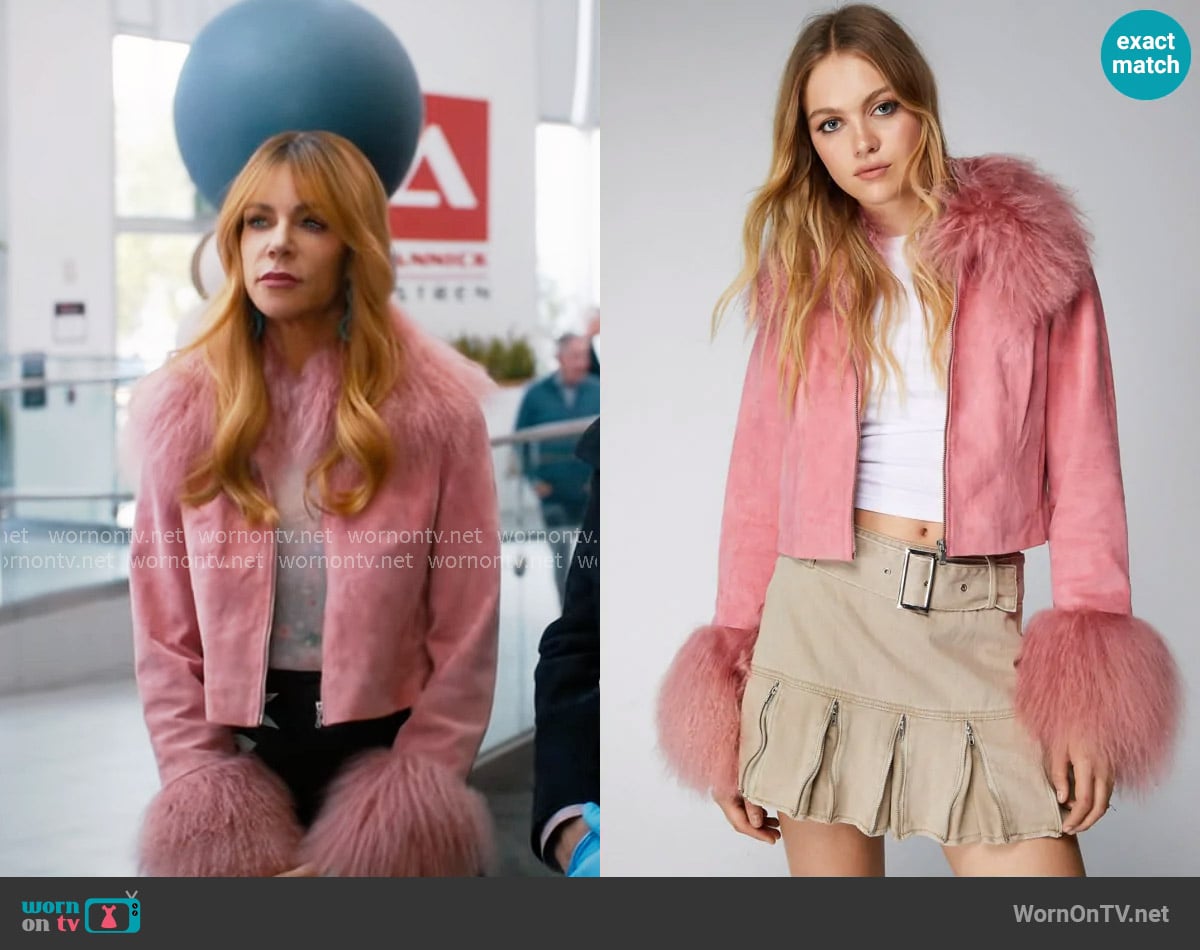 Nasty Gal Premium Suede And Shearling Jacket worn by Morgan Gillory (Kaitlin Olson) on High Potential
