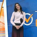 Natalie’s pink heart sweater and pleated ombre skirt on Today