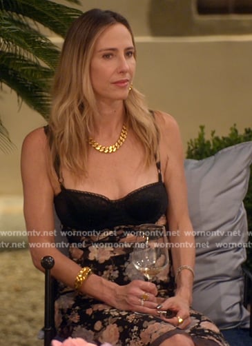 Natalie’s floral sweetheart dress on The Real Housewives of Beverly Hills
