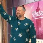 Nate Bargatze’s green floral embroidered sweater on Sherri