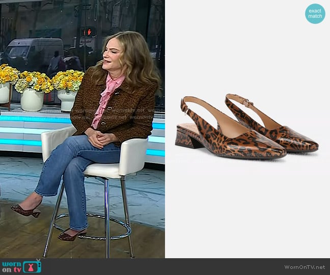 Naturalizer Ginger Slingback Pumps in Leopard Print Faux Leather worn by Jennifer Jason Leigh on Today