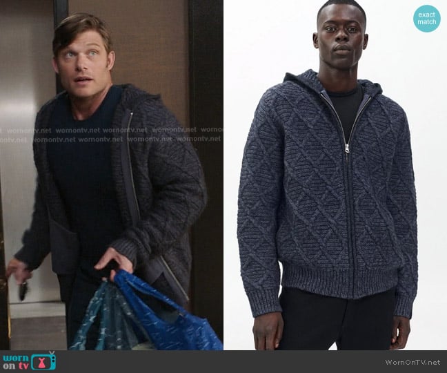 Link’s navy cable knit zip hoodie on Greys Anatomy Link’s navy cable knit zip hoodie on Greys Anatomy