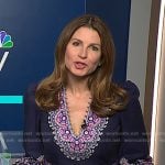 Jen Maxfield’s navy floral print belted dress on NBC News Daily