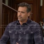 Nick’s navy blue plaid shirt on The Young and the Restless