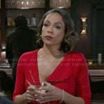 Nicole’s red asymmetric zip front dress on Beyond the Gates