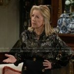 Nikki’s black floral button down blouse on The Young and the Restless