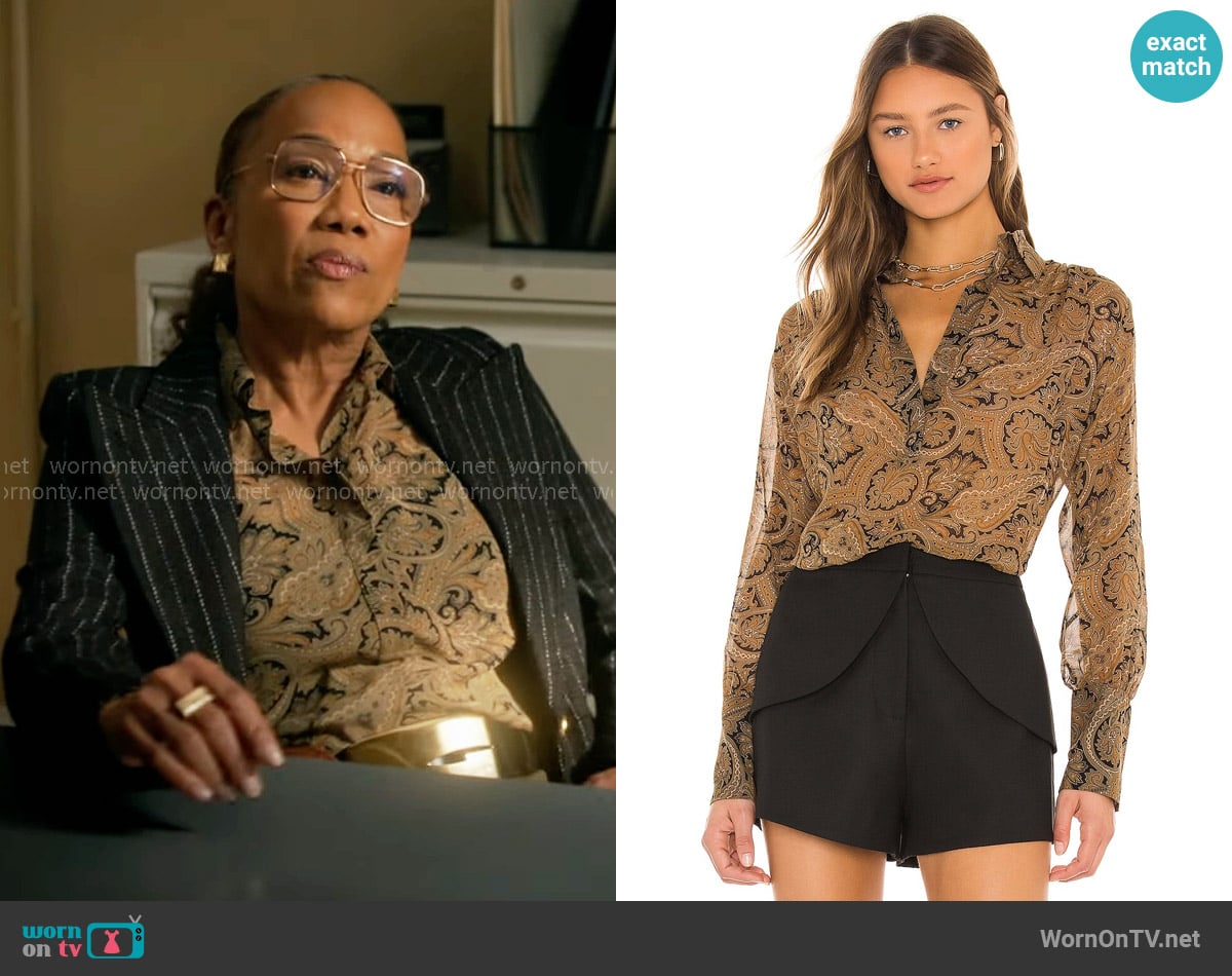Nili Lotan Colleen Top in Vintage Paisley worn by Amanda Wagner (Sonja Sohn) on Will Trent