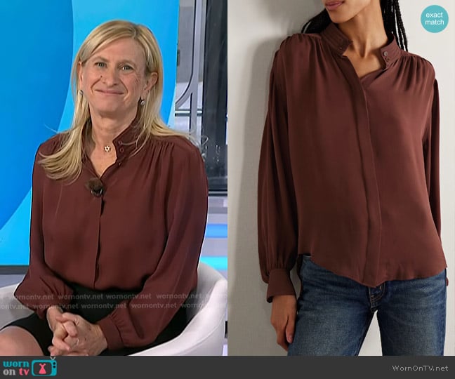 Nili Lotan Revi Gathered Silk-georgette Blouse worn by Dr. Elisa Port on Today