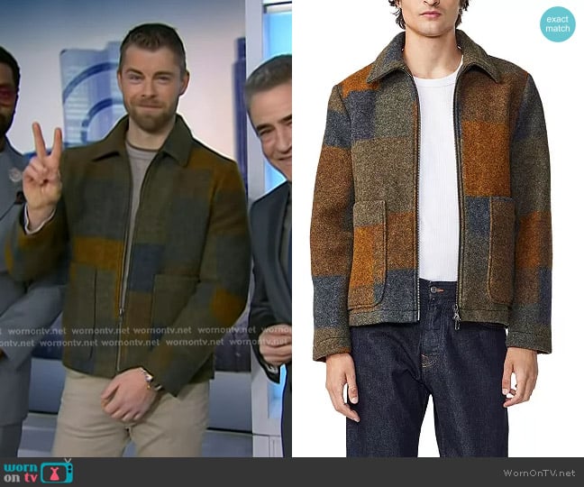 NN07 Gael 8267 Checkered Jacket in Brown Check worn by  Luke Mitchell on Today