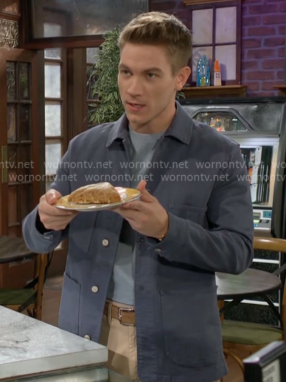 Noah's blue shirt jacket on The Young and the Restless