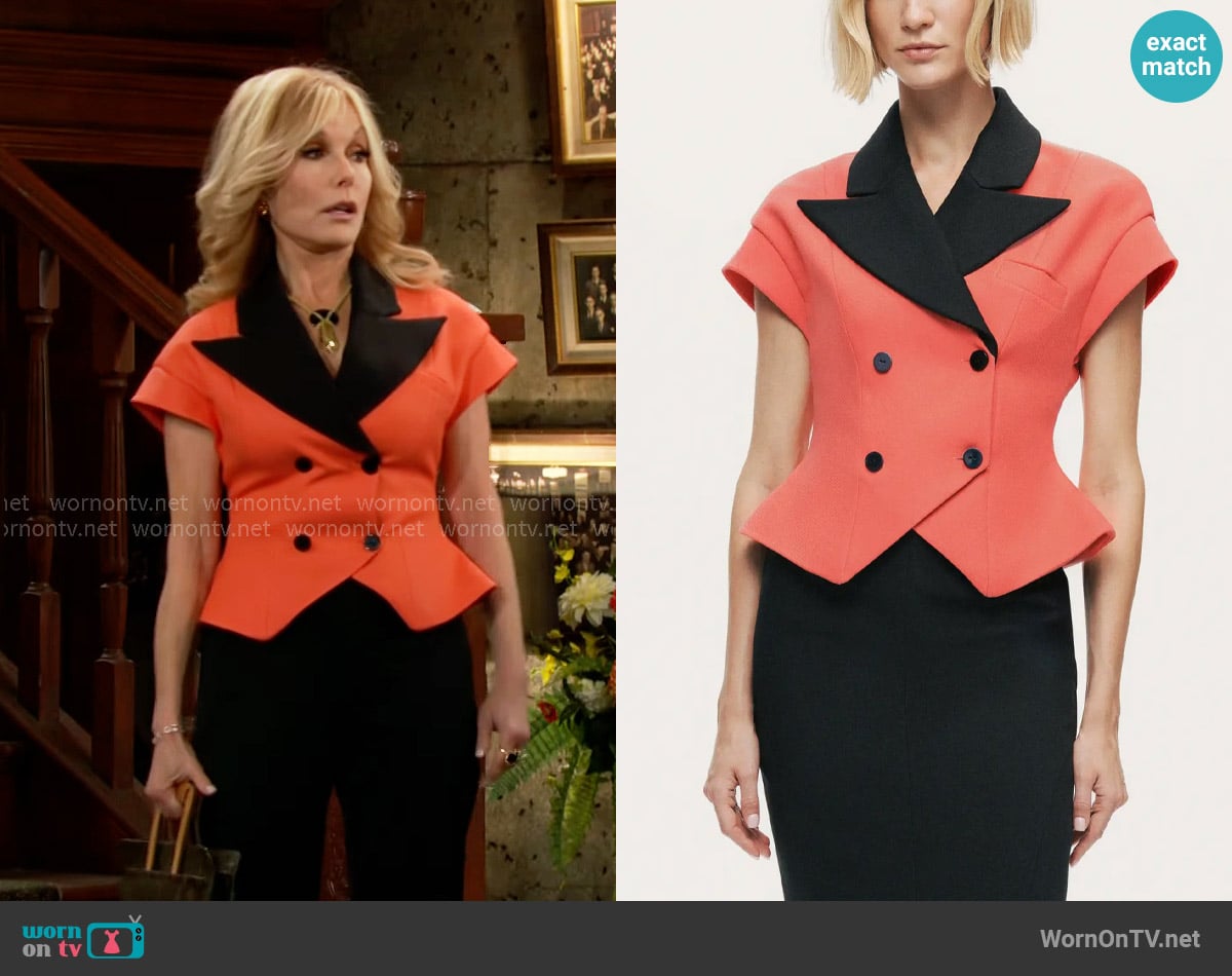 Nocturne Short Sleeve Tailored Vest worn by Lauren Fenmore (Tracey Bregman) on The Young and the Restless