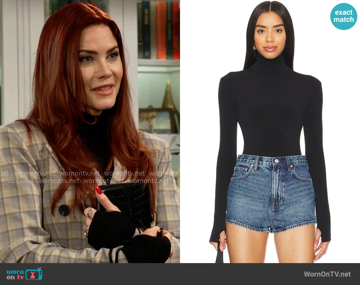 Norma Kamali Slim Fit Long Sleeve Turtleneck Top worn by Sally Spectra (Courtney Hope) on The Young and the Restless