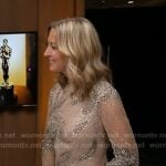 Lara's nude beige embellished mesh gown on Good Morning America