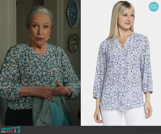 NYDJ Pintuck Blouse in Flower Print worn by Madeline Matlock (Kathy Bates) on Matlock