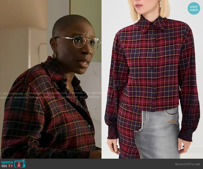 Off-White Check Flannel Arrow Shirt in Bordeaux worn by Henrietta Wilson (Aisha Hinds) on 9-1-1