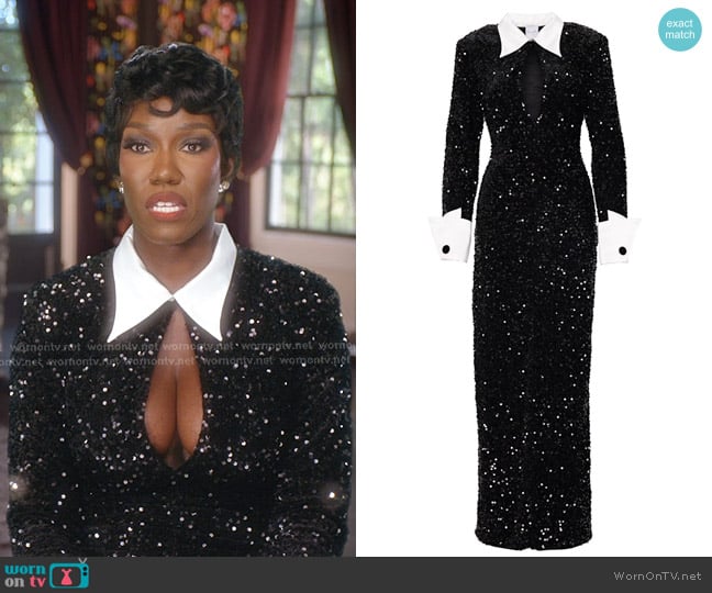 Bozoma sequin collared confessional dress on RHOBH