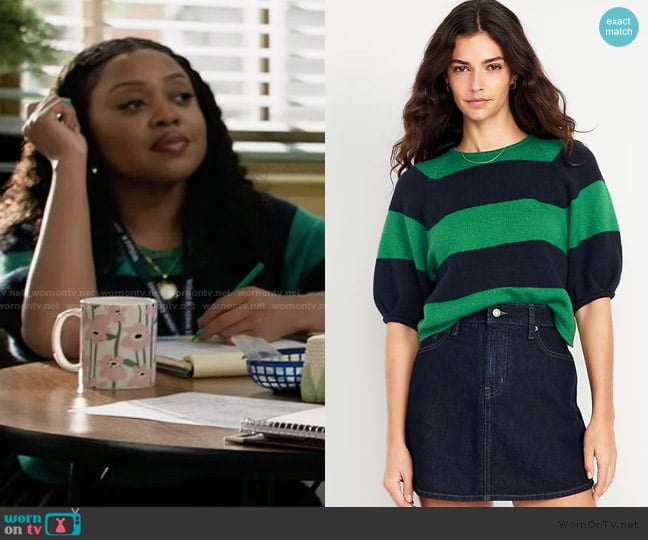 Old Navy SoSoft Cropped Puff-Sleeve Sweater worn by Janine Teagues (Quinta Brunson) on Abbott Elementary