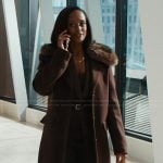 Olympia’s brown shearling collar coat on Matlock