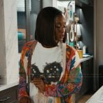 Olympia’s embellished tee and coat on Matlock