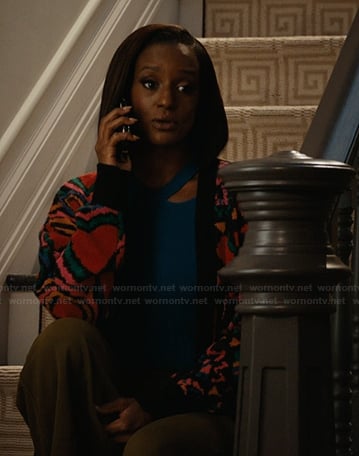 Olympia's heart print cardigan on Matlock