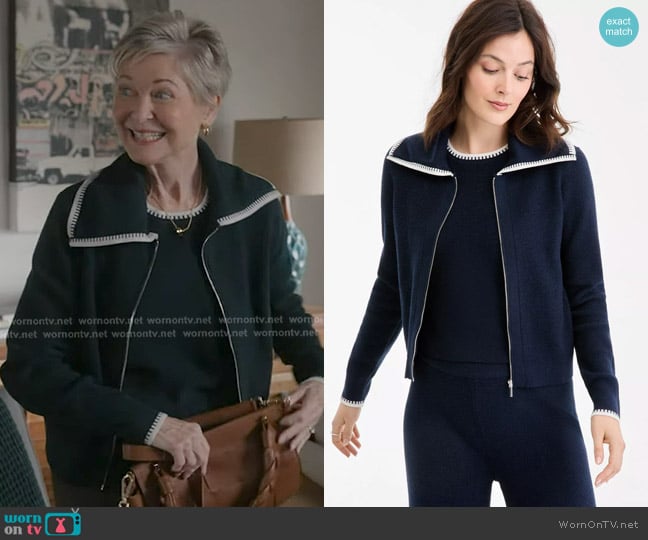 Margaret’s navy zip cardigan on 9-1-1