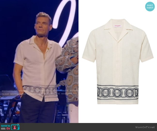 Ryan’s white embroidered linen shirt on American Idol
