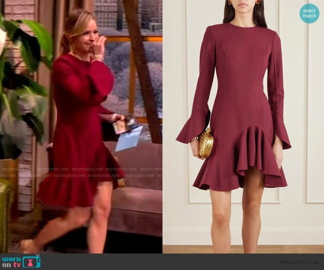 Sara’s burgundy ruffle hem dress on The View