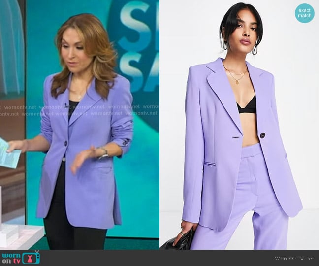 & Other Stories Oversized Boxy Blazer in lilac worn by Lori Bergamotto on Good Morning America