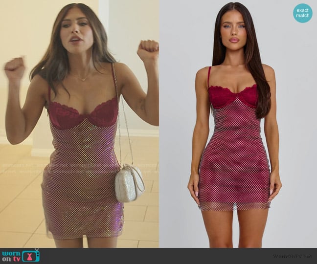 Jessi’s rhinestone embellished mini dress on SLOMW