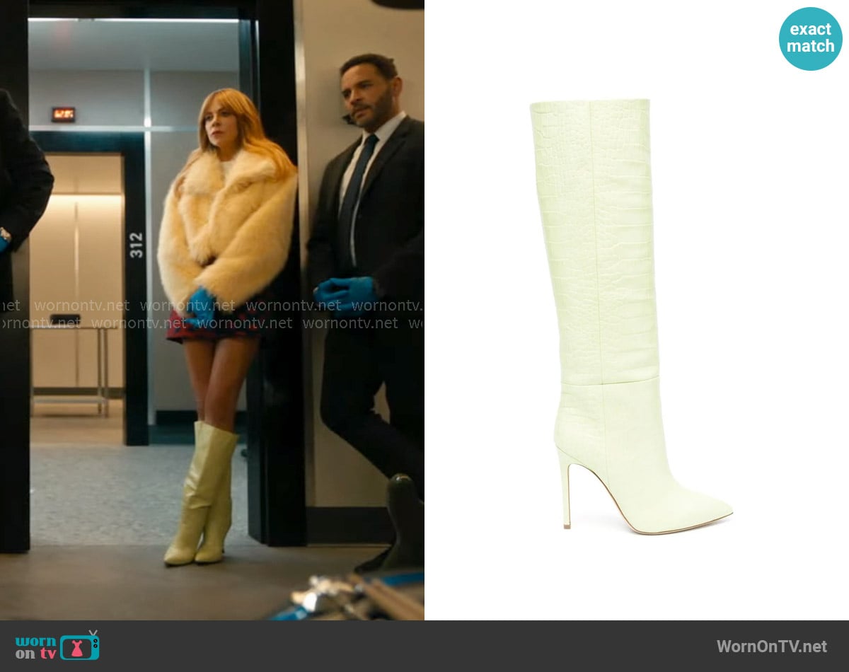 Paris Texas Crocodile-effect leather boots worn by Morgan Gillory (Kaitlin Olson) on High Potential