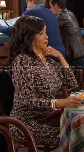 Paulina’s geometric print v-neck dress on Days of our Lives