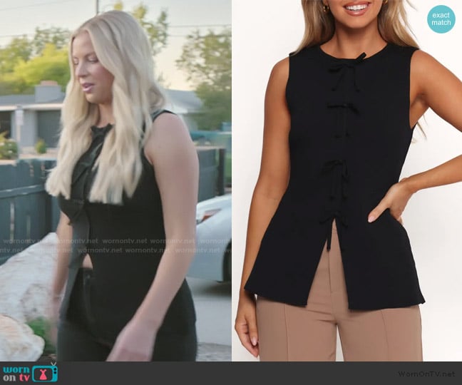 Petal and Pup Milani Bow Front Sweater Tank worn by Mayci Neeley on The Secret Lives of Mormon Wives