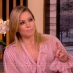 Sara’s pink polka dot print ruffle blouse on The View