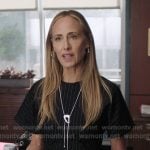 Teddy’s black pinstripe asymmetric dress on Greys Anatomy