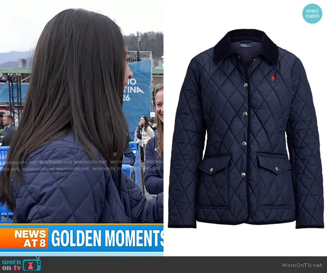 Polo Ralph Lauren Corduroy Collar Quilted Barn Jacket worn by Emilie Ikeda on Today