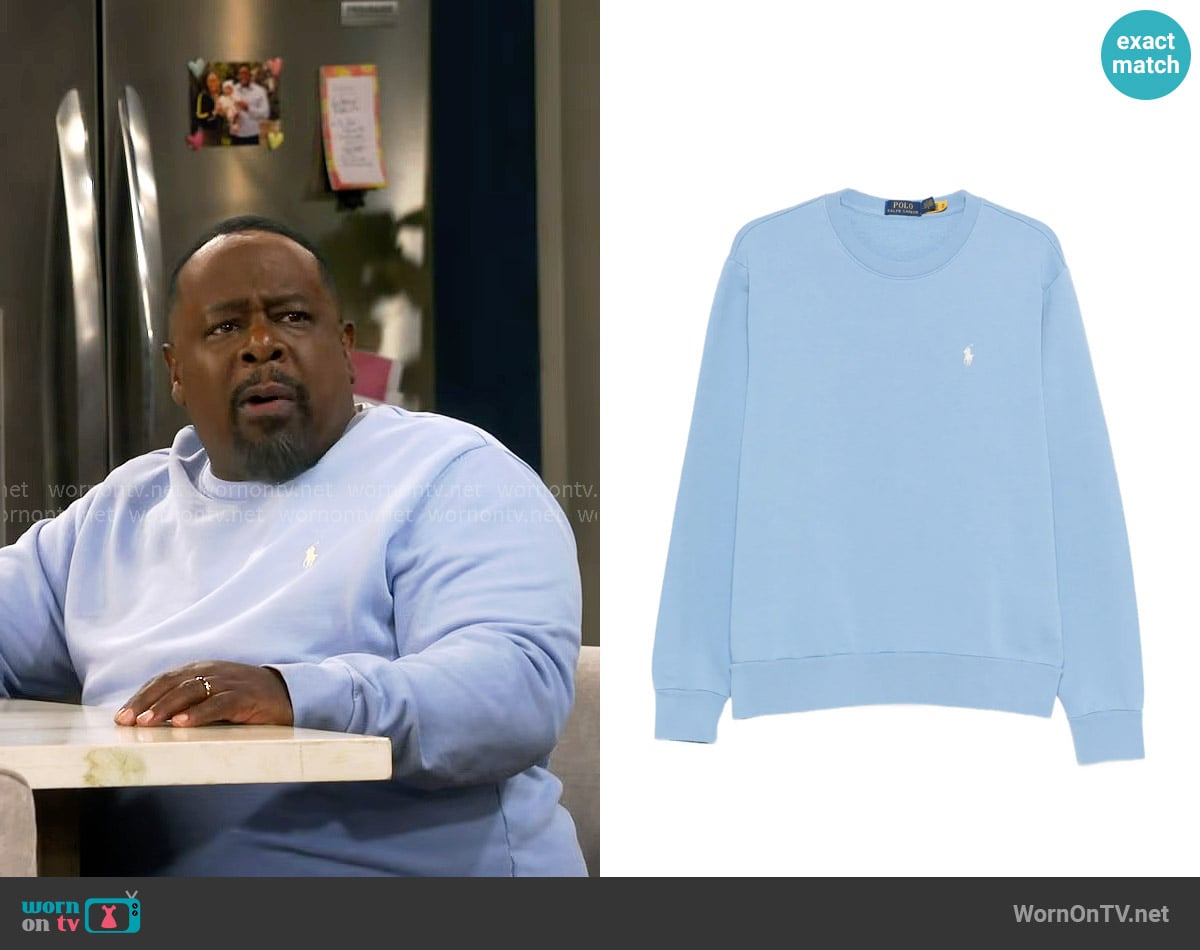 Polo Ralph Lauren Logo Sweatshirt worn by Calvin (Cedric The Entertainer) on The Neighborhood