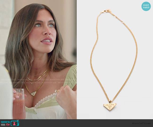 Prada Eternal Gold pendant necklace in yellow gold with diamonds worn by Jessi Ngatikaura on The Secret Lives of Mormon Wives