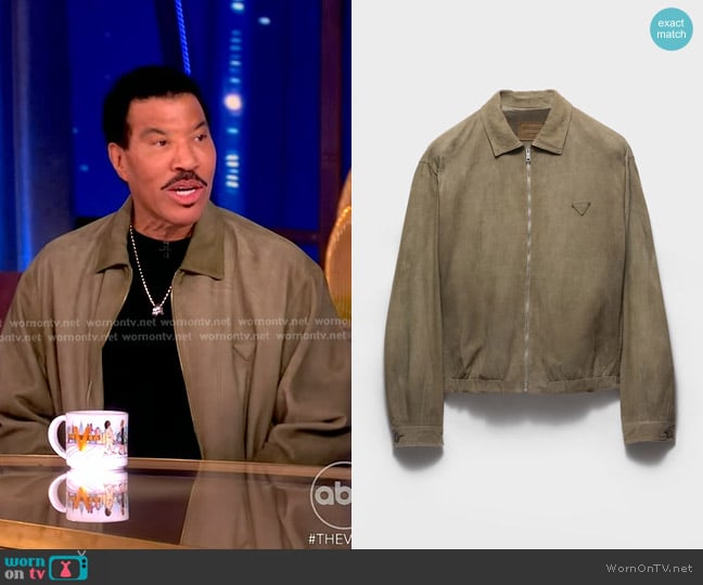 Prada Suede jacket in Sage Green worn by Lionel Richie on The View