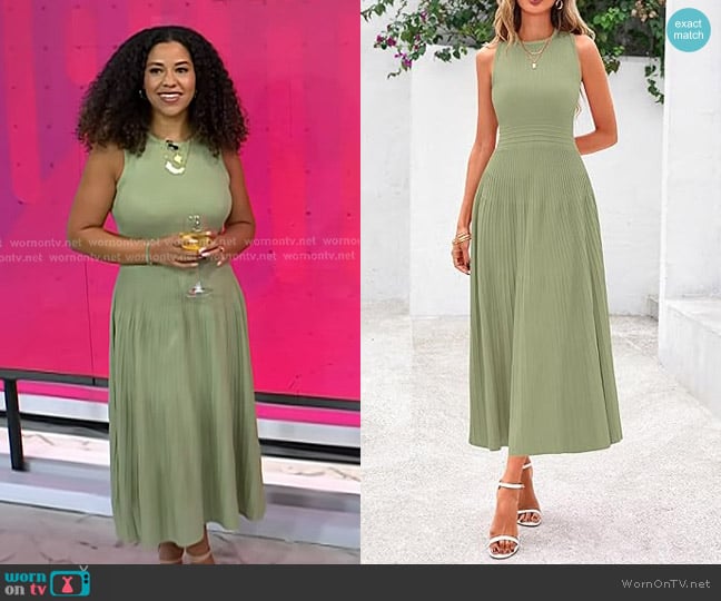 PrettyGarden Spring Casual Dresses in Mist Green worn by Arianna Davis on Today