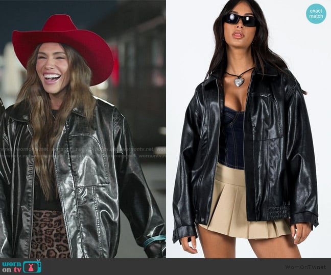 Princess Polly Devija Faux Leather Jacket Black worn by Jessi Ngatikaura on The Secret Lives of Mormon Wives