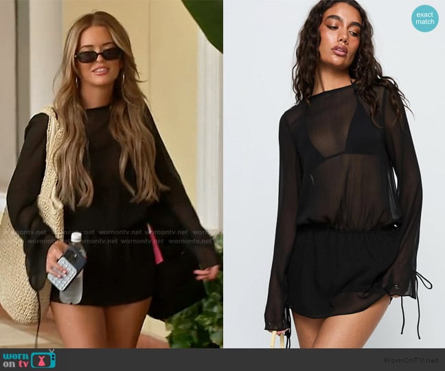 Princess Polly Get Closer Backless Playsuit Black worn by Salley Carson on Southern Charm