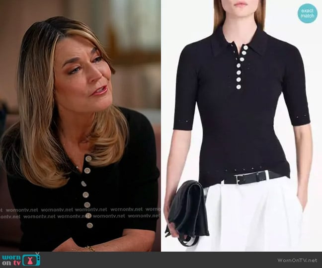 Proenza Schouler White Label Spencer Silk Cotton Polo Top worn by Savannah Guthrie on Today