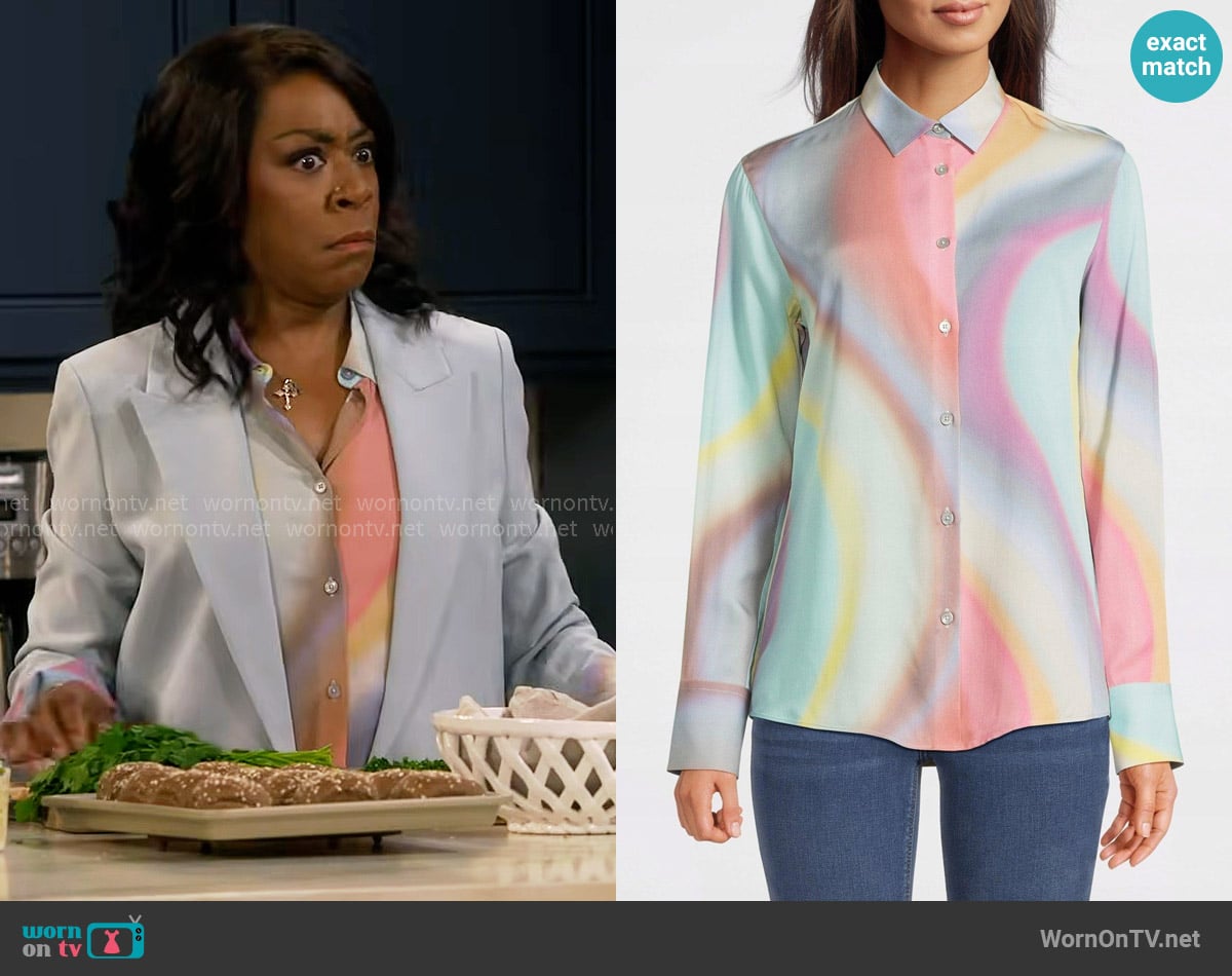 PS Paul Smith Patterned Shirt worn by Tina Butler (Tichina Arnold) on The Neighborhood
