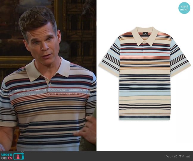 PS Paul Smith Striped Merino Wool Knit Polo Shirt worn by Leo Stark (Greg Rikaart) on Days of our Lives